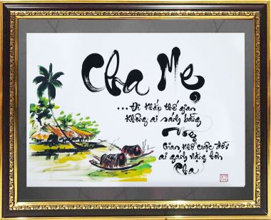 tranh thư pháp chữ Cha Mẹ