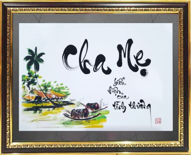 tranh thư pháp chữ Cha Mẹ