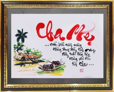 tranh thư pháp chữ Cha Mẹ