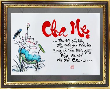 tranh thư pháp chữ Cha Mẹ