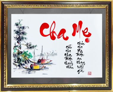 tranh thư pháp chữ Cha Mẹ