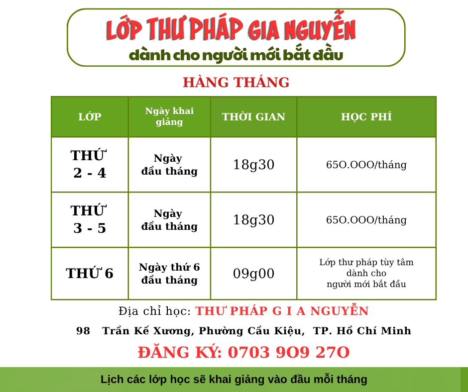 LỚP THƯ PH&Aacute;P 
