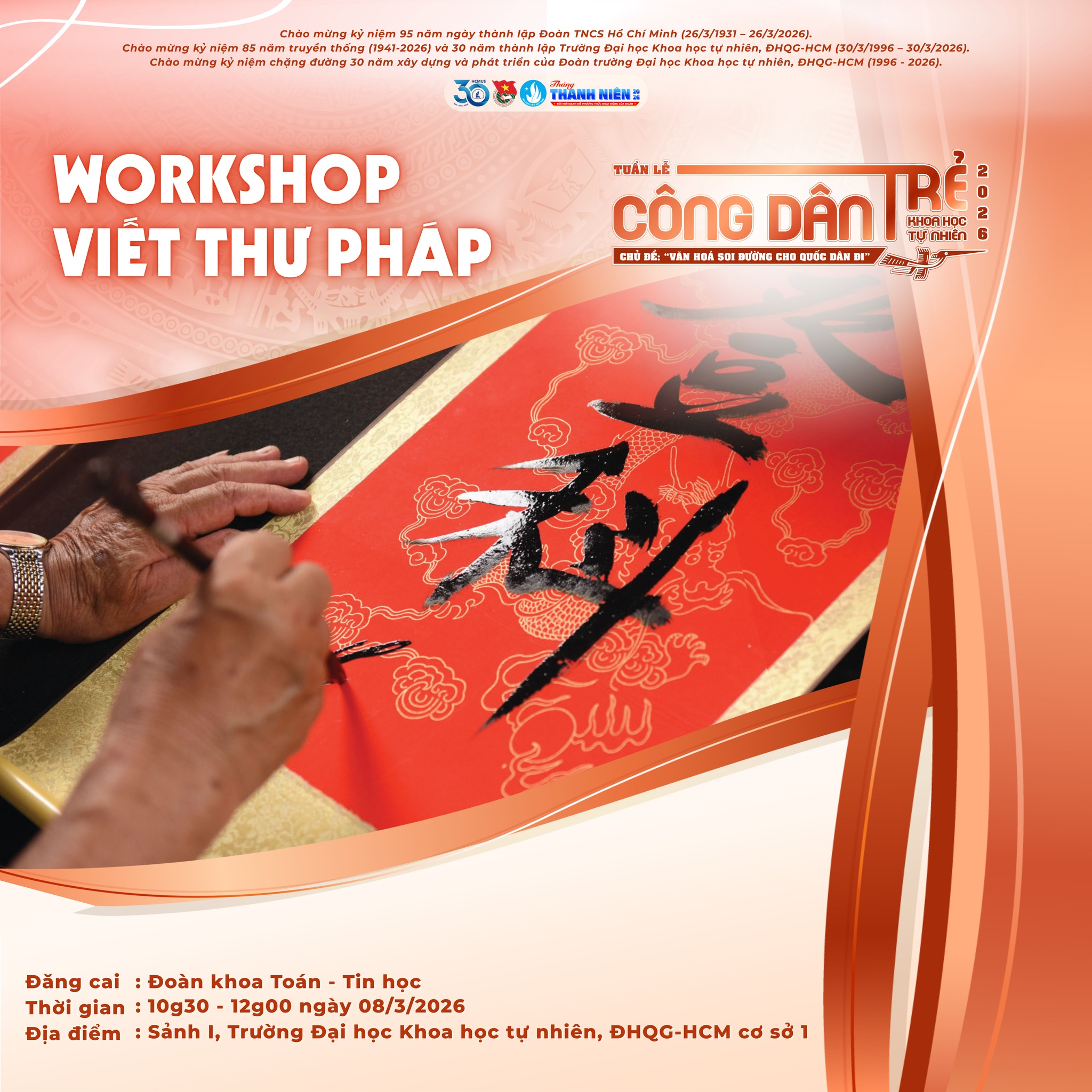 Workshop thư pháp trong tuần lễ công dân trẻ khoa học tự nhiên 2026