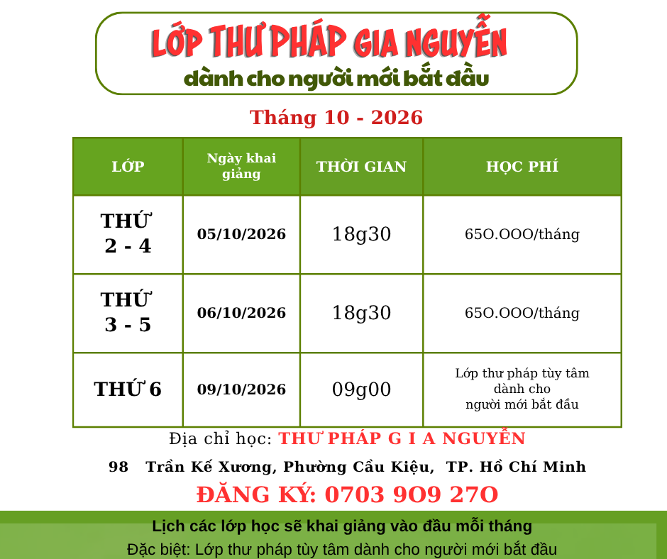 lớp học thư pháp